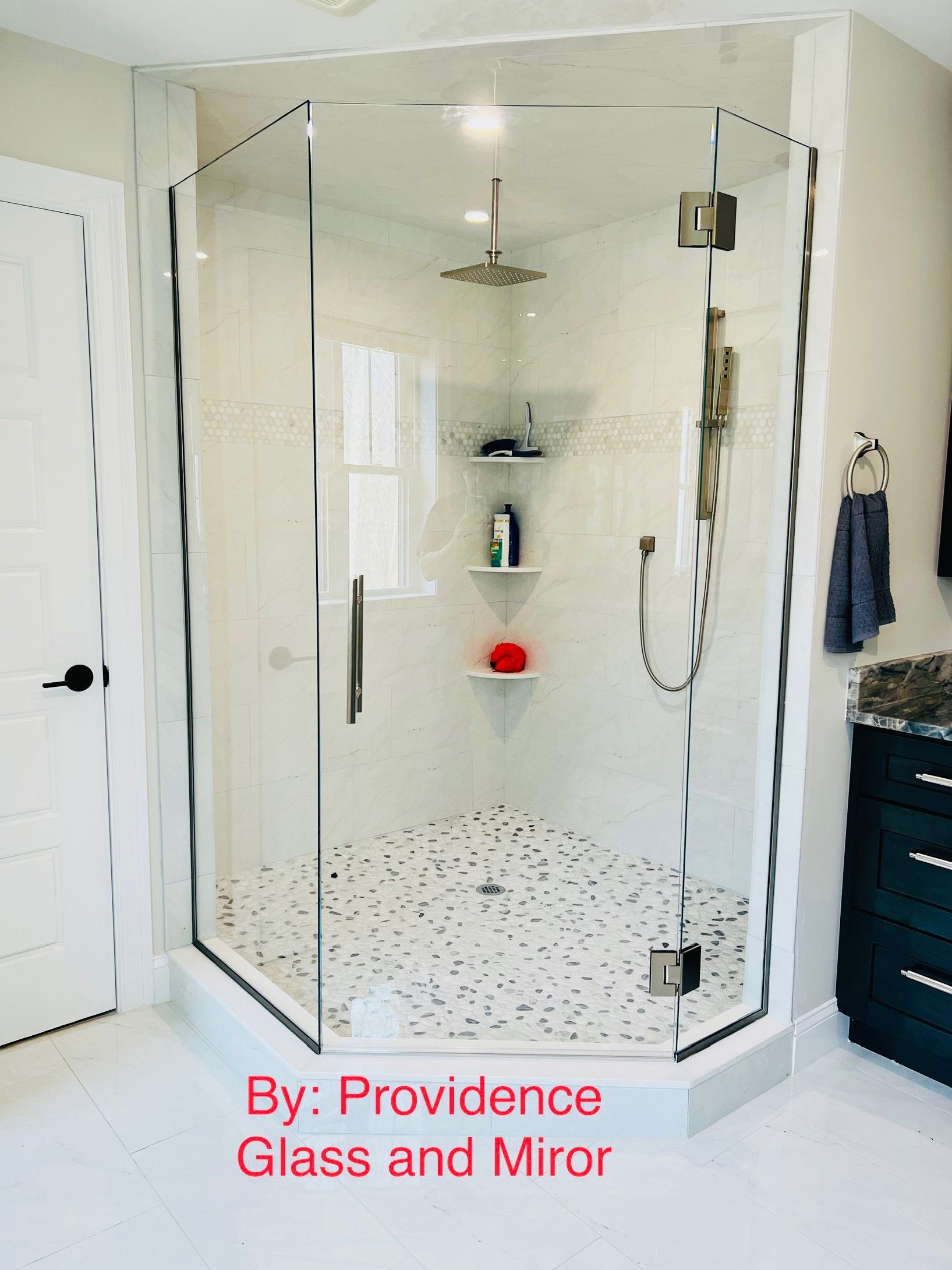 Walk in shower by providence glass and mirror
