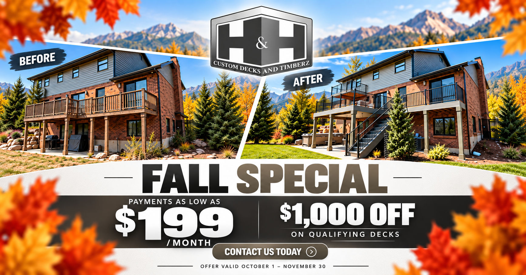 Fall special for a rustic cabin getaway: $199 weekday stay and $1,000 off a 3-night weekend package.