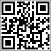 A black and white qr code with a square in the middle