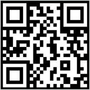 A black and white qr code with a square in the middle