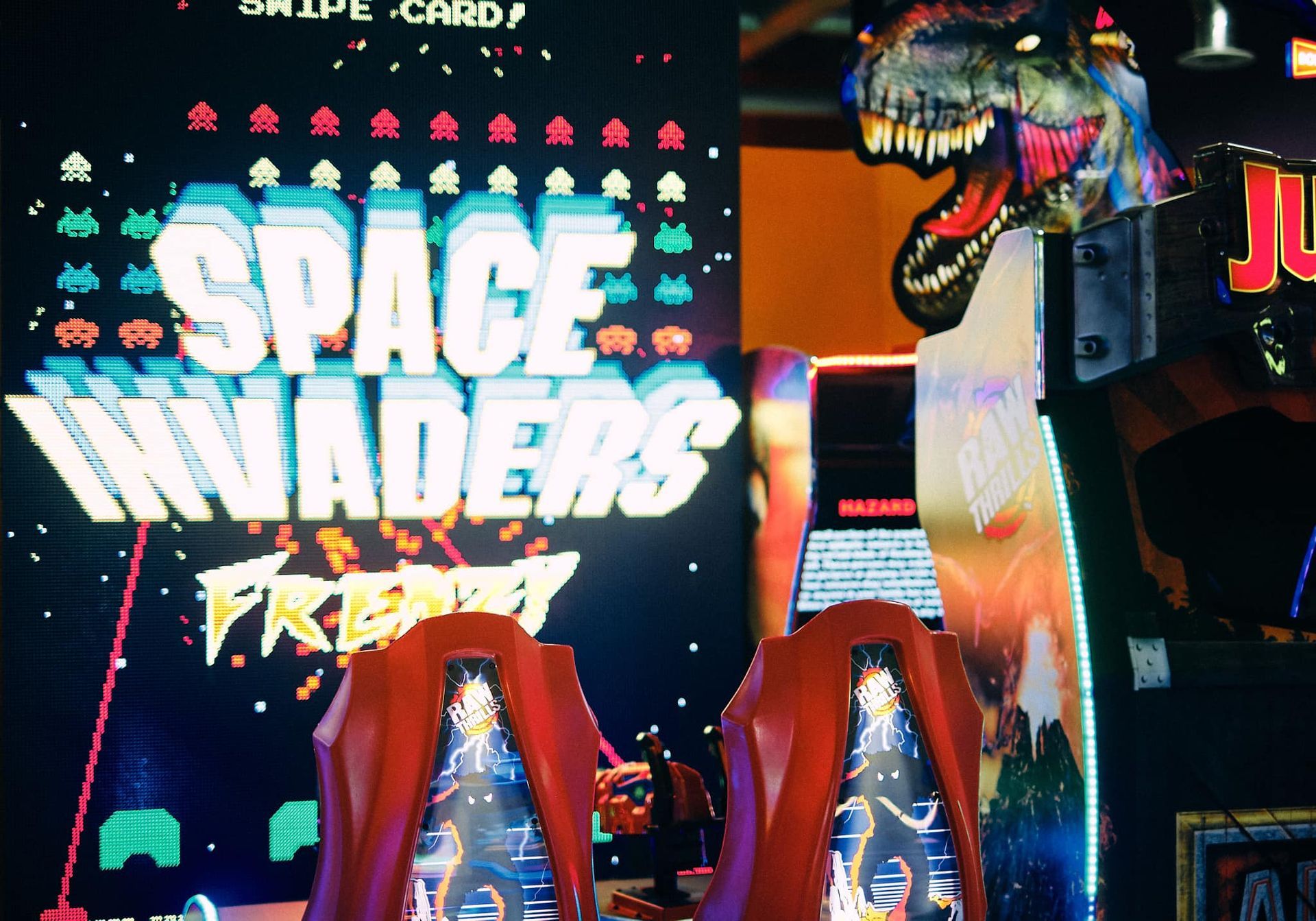 a video game called Space Invaders is being played