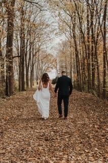 Wedding couple walking