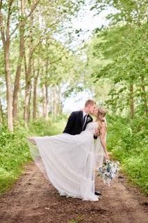 Bride and groom kissing