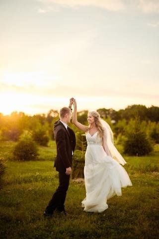 bride and groom dancing