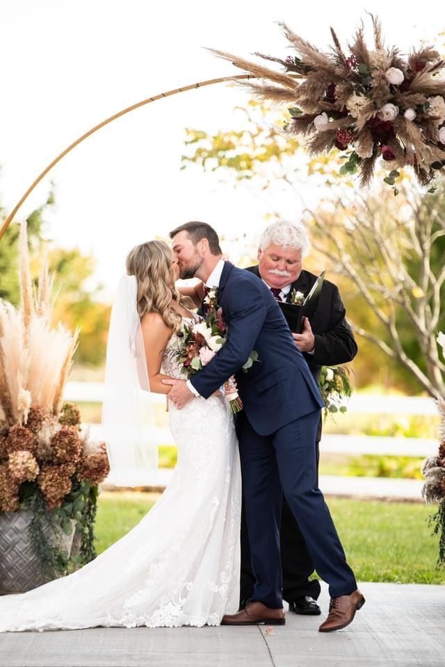 Wedding couple kissing