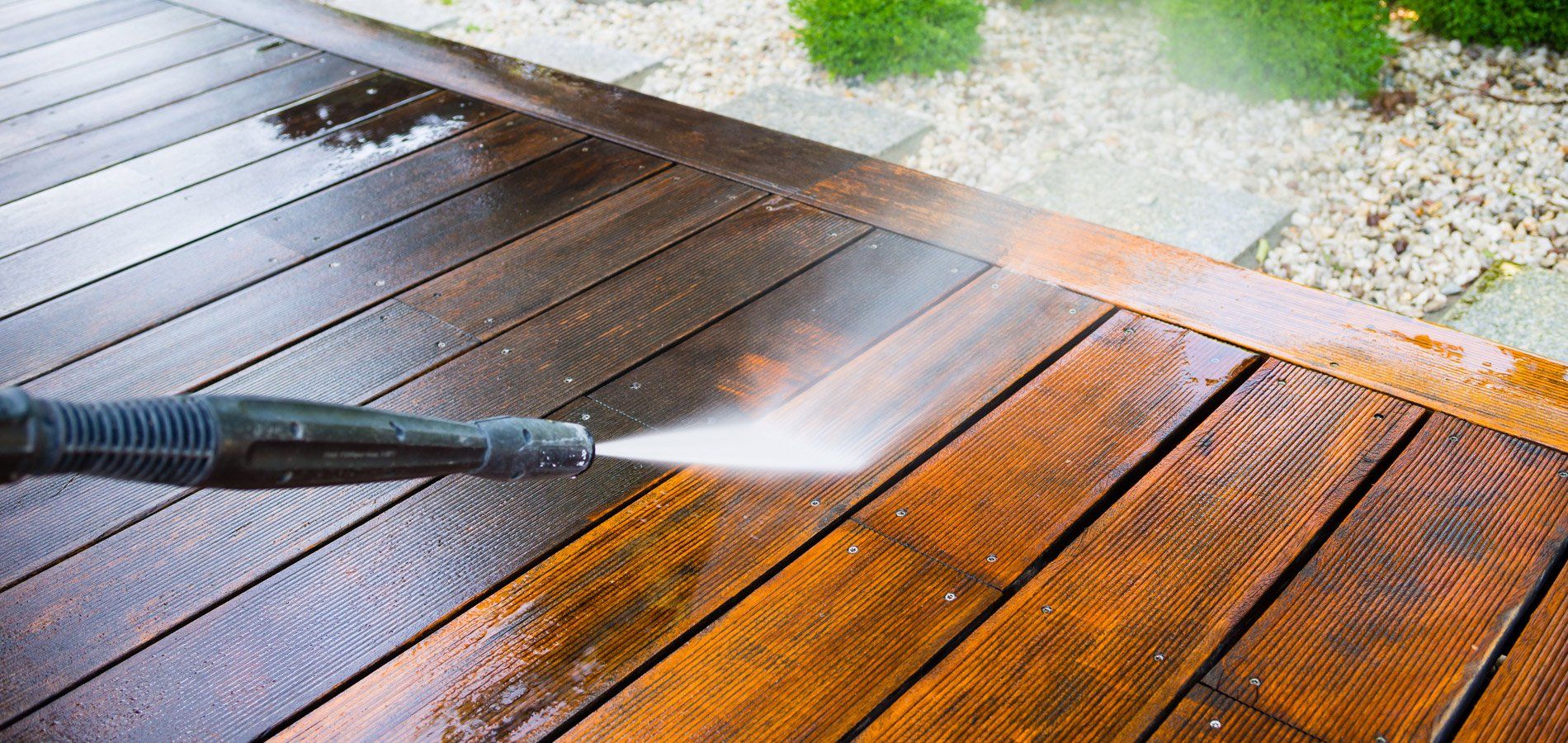 Pressure washing on deck