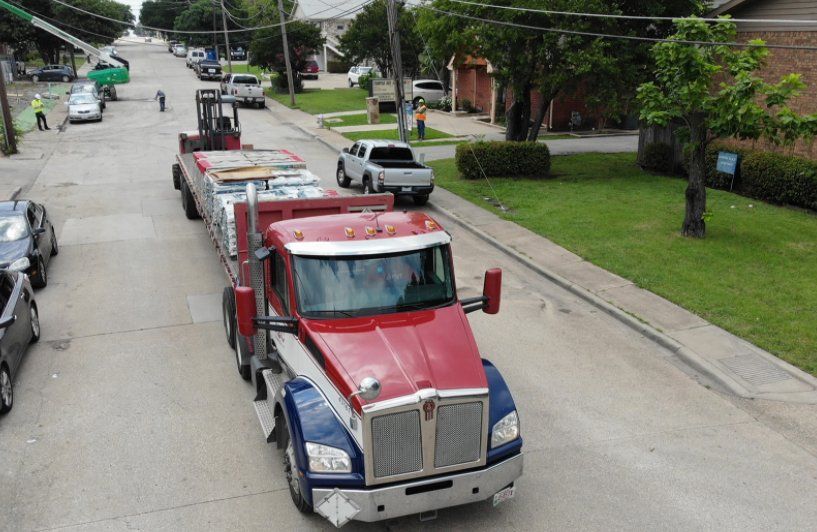 Service truck with roofing materials