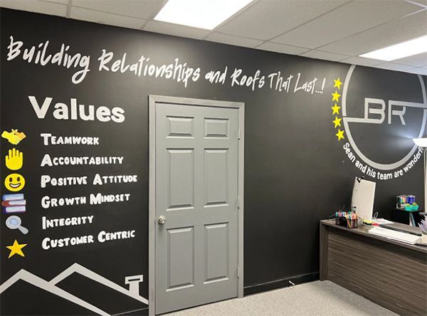 Core values Becker Roofing and Exteriors wall