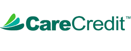 CareCredit logo with green leaf-like design and dark green text.