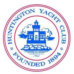 Huntington Yacht Club circular blue-and-white logo with lighthouse, “Founded 1894” text