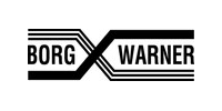 A black and white logo for borg warner on a white background.