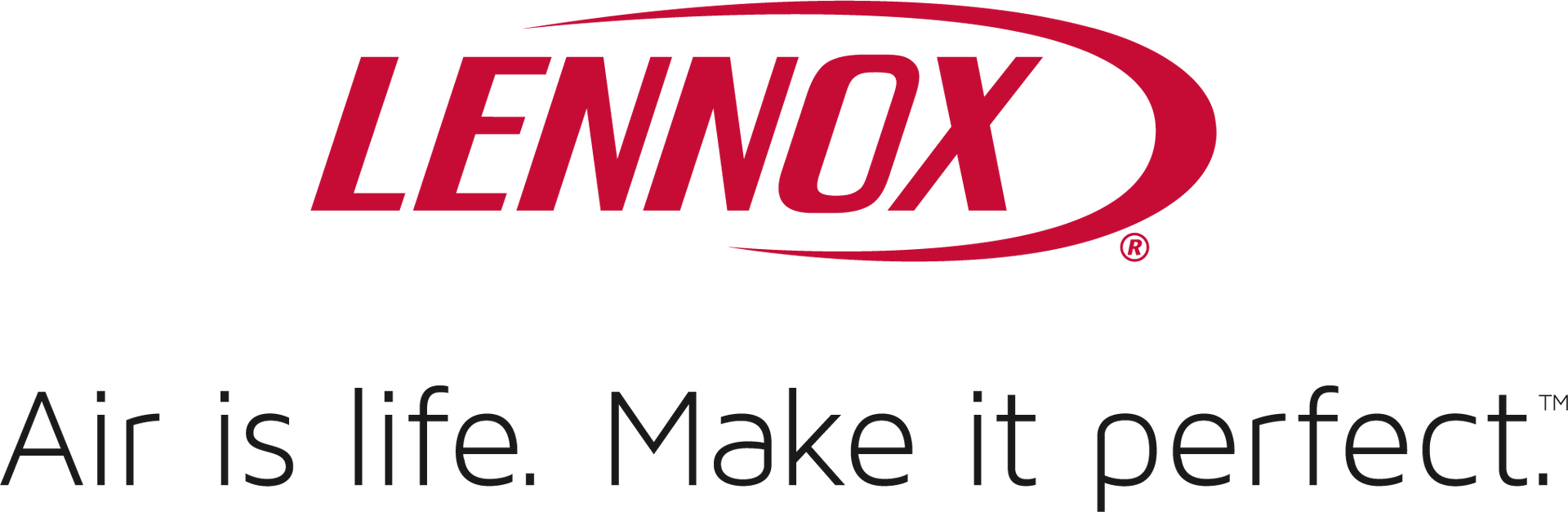 Lennox logo with a red oval and tagline 