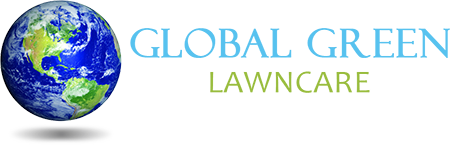 Global Green Lawncare logo with blue globe and green text
