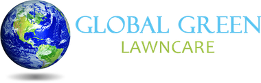 Global Green Lawncare logo with blue globe and green text