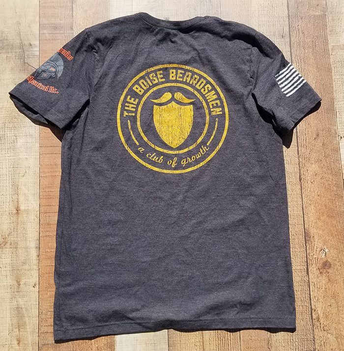 the back of a t-shirt that says The Boise Beardsmen