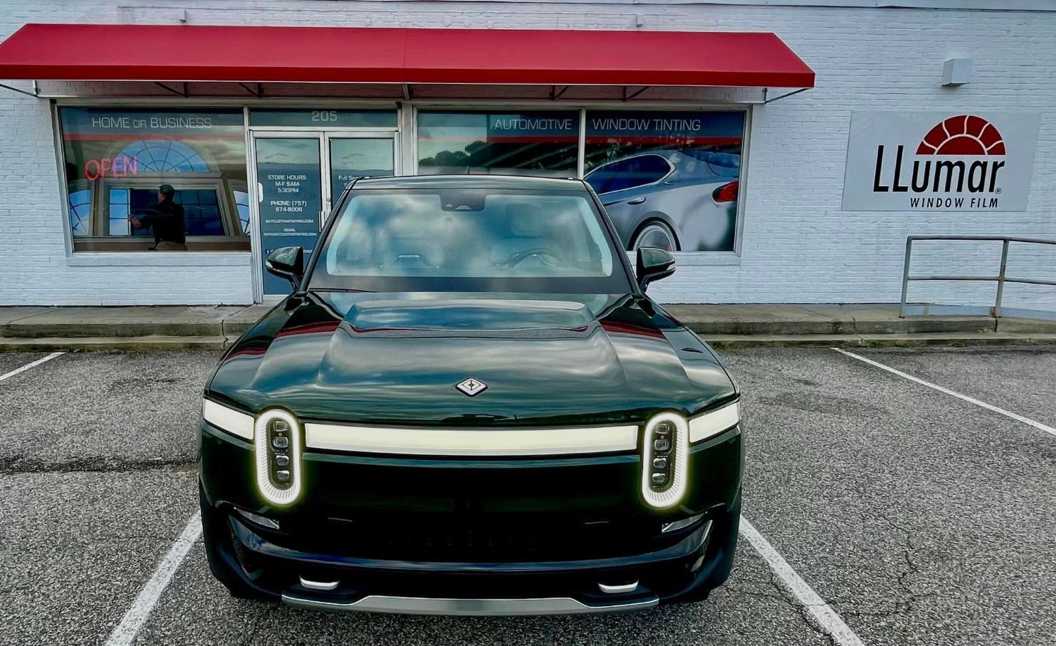 Window Tinting on a Rivian Electric Truck, Newport News Virginia