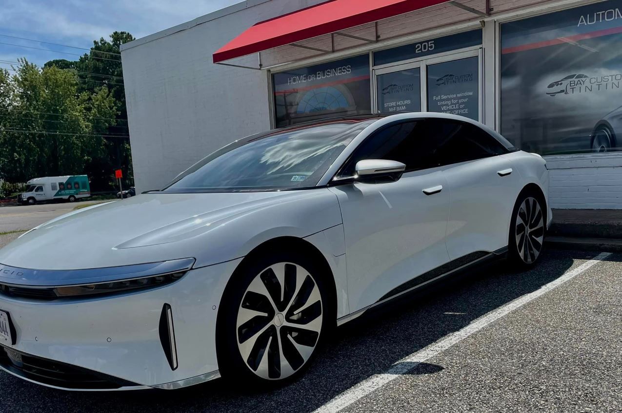 Window Tinting on a Lucid Air Electric Car, Newport News Virginia