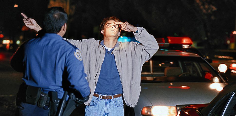 Drunken guy with cop