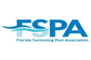 Logo for the Florida Swimming Pool Association: Blue text 