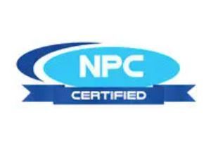 NPC Certified logo: Blue oval with 