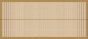 Empty tan wooden board with a grid of vertical slats and dark border accents