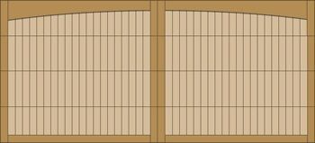 Two wooden sliding doors with vertical slats, closed side by side