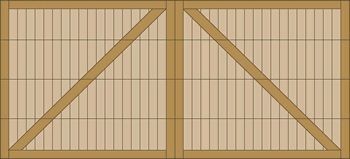 Wooden crate side view with two diagonal braces and a central vertical support.