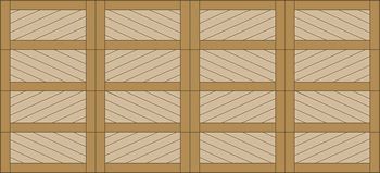 Wooden crate with diagonal slats and a grid of vertical and horizontal supports