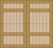 Wooden paneled wall or gate with tan and brown rectangular sections