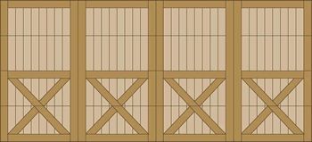 Stacked wooden crates with X-braced lower panels, shown side by side.