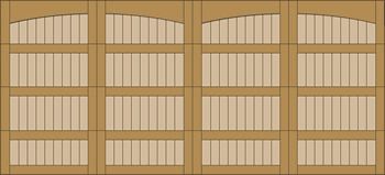 Rows of beige bookshelves filled with books, arranged in a library wall pattern