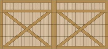 Two tan wooden shipping crates with X-braced fronts and metal-rimmed corners side by side