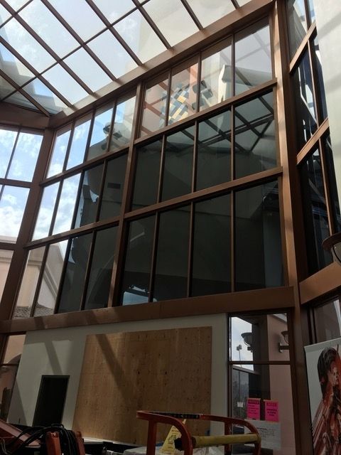 A building with a lot of windows and a roof