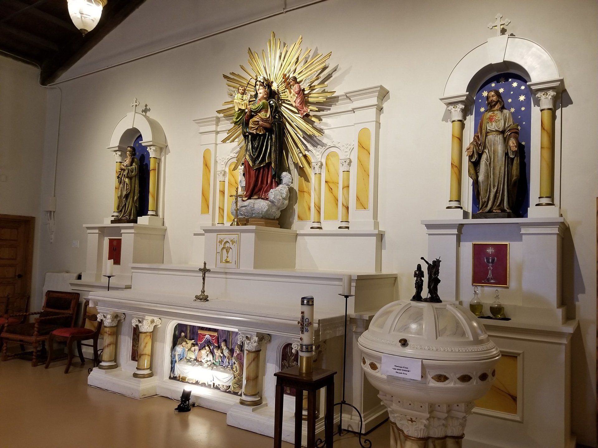 Church altar side view