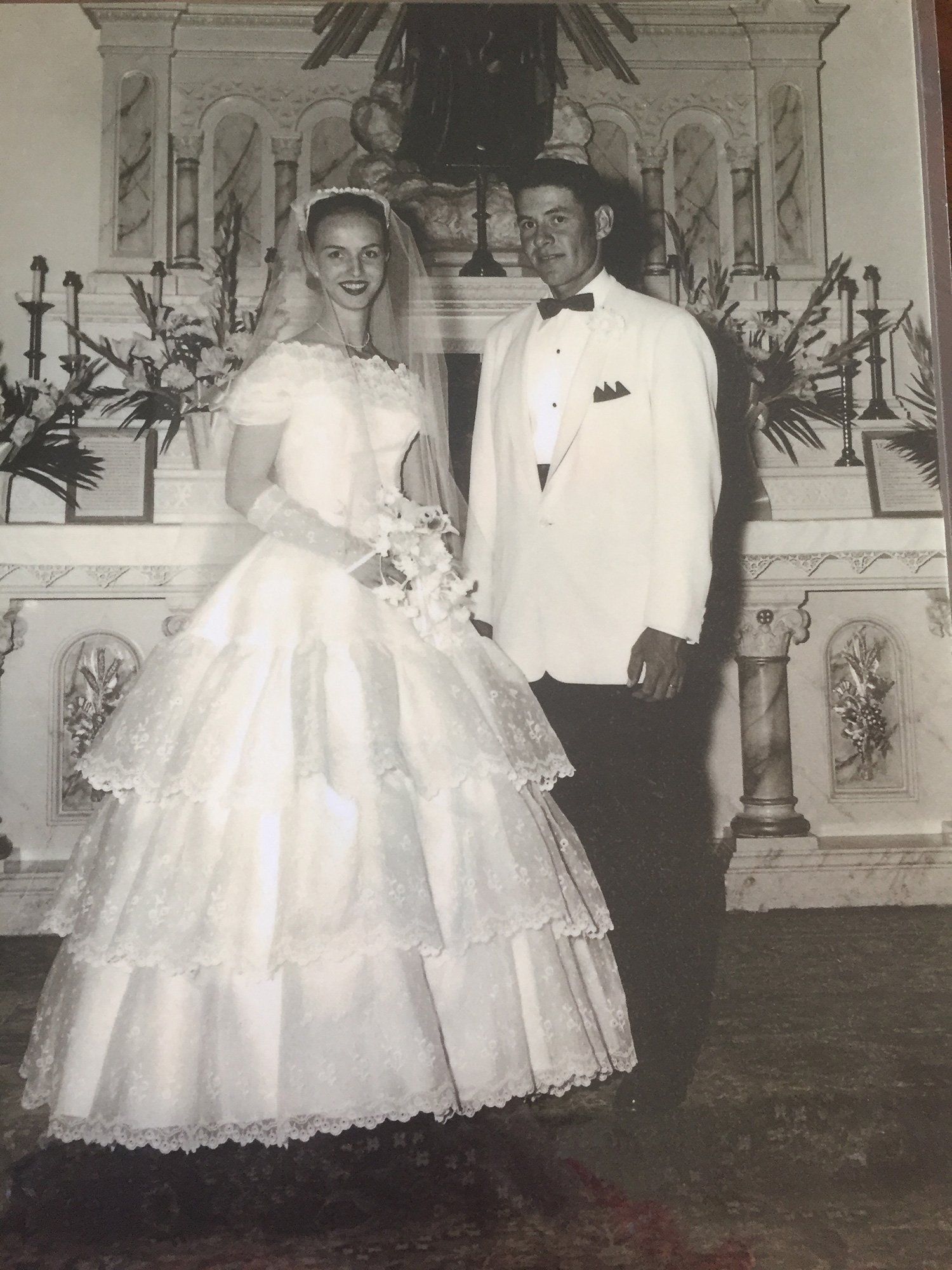 Old photo of bride and groom