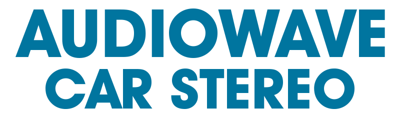 Audiowave Car Stereo logo in blue text on a white background