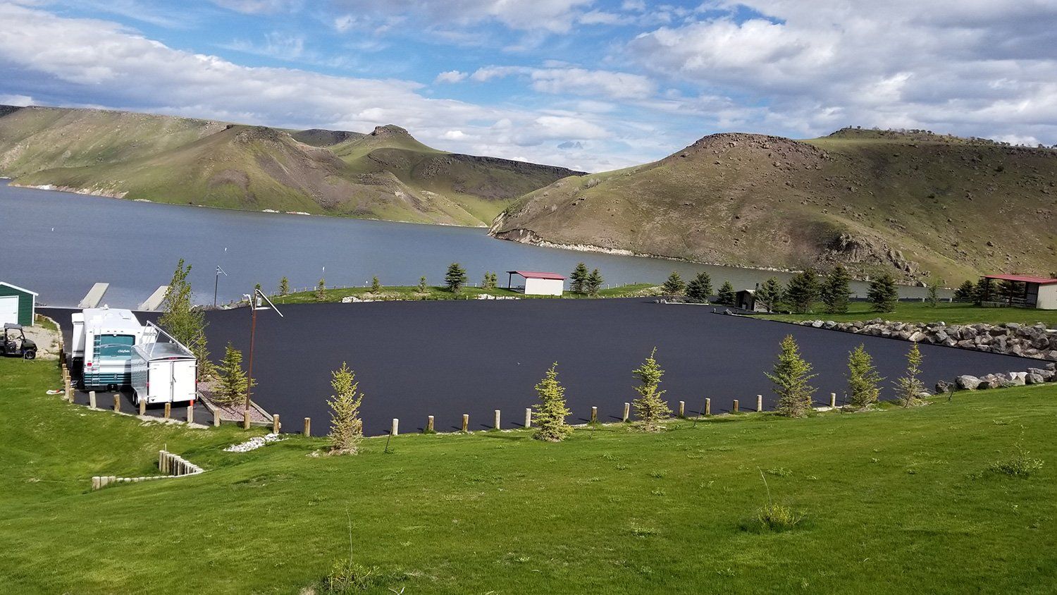 Parking space asphalt paving