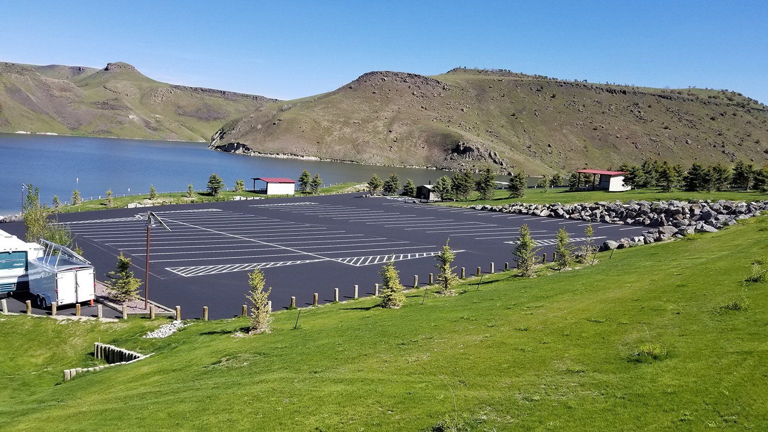 Parking space asphalt paving