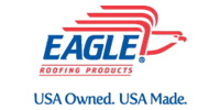 EAGLE Roofing Products logo with red eagle graphic and “USA Owned. USA Made.” text