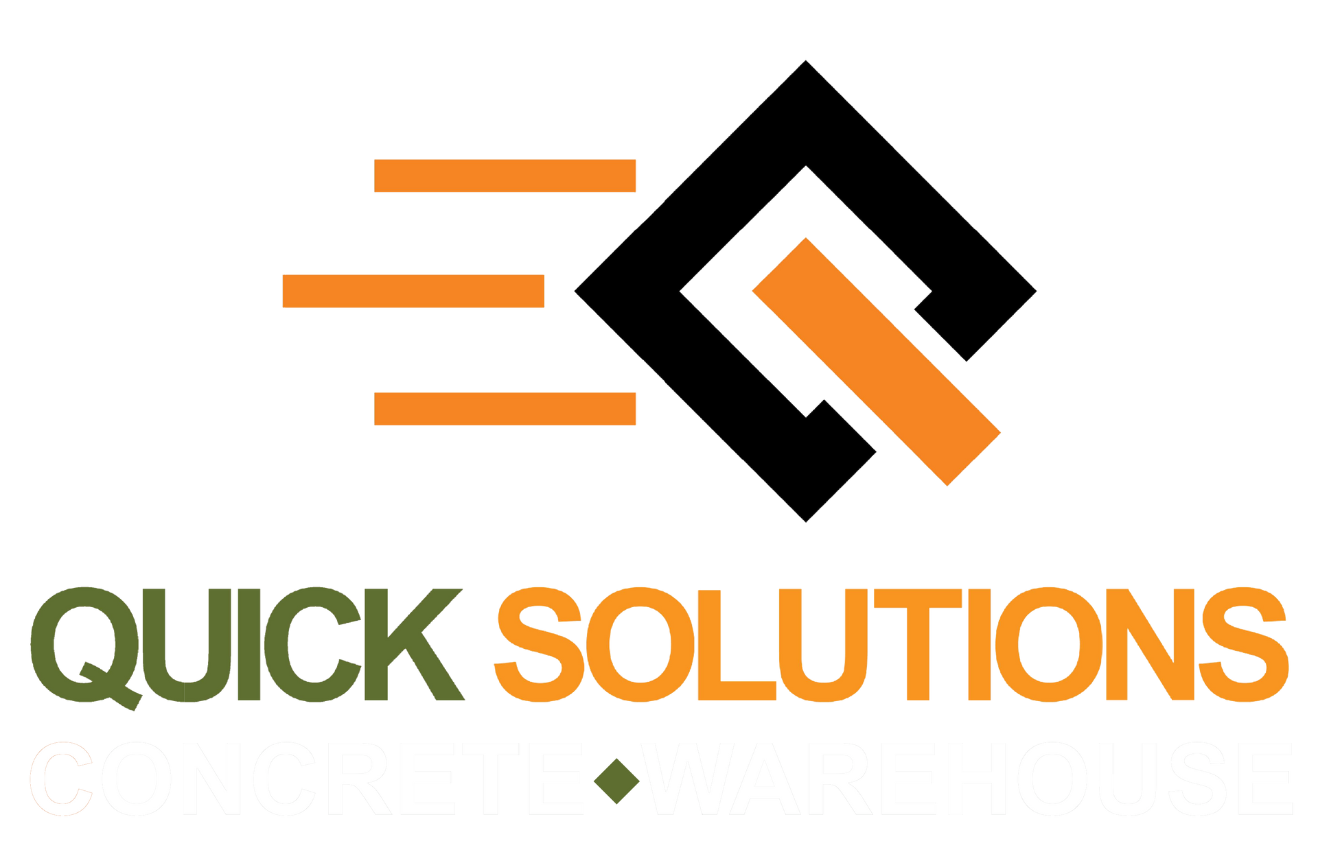 a logo for quick solutions with a black and orange square