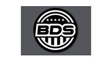 BDS circular black-and-white logo with stars and bold letters on a gray background