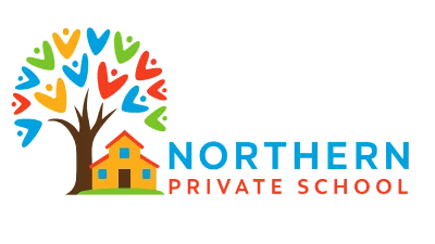 Northern Private School logo with colorful tree and house icons