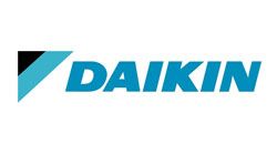 The Daikin logo: a blue, stylized triangle icon next to the blue, bold text 