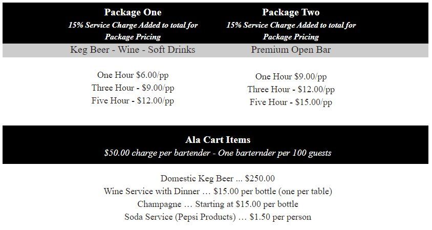 Beverage Package Pricing