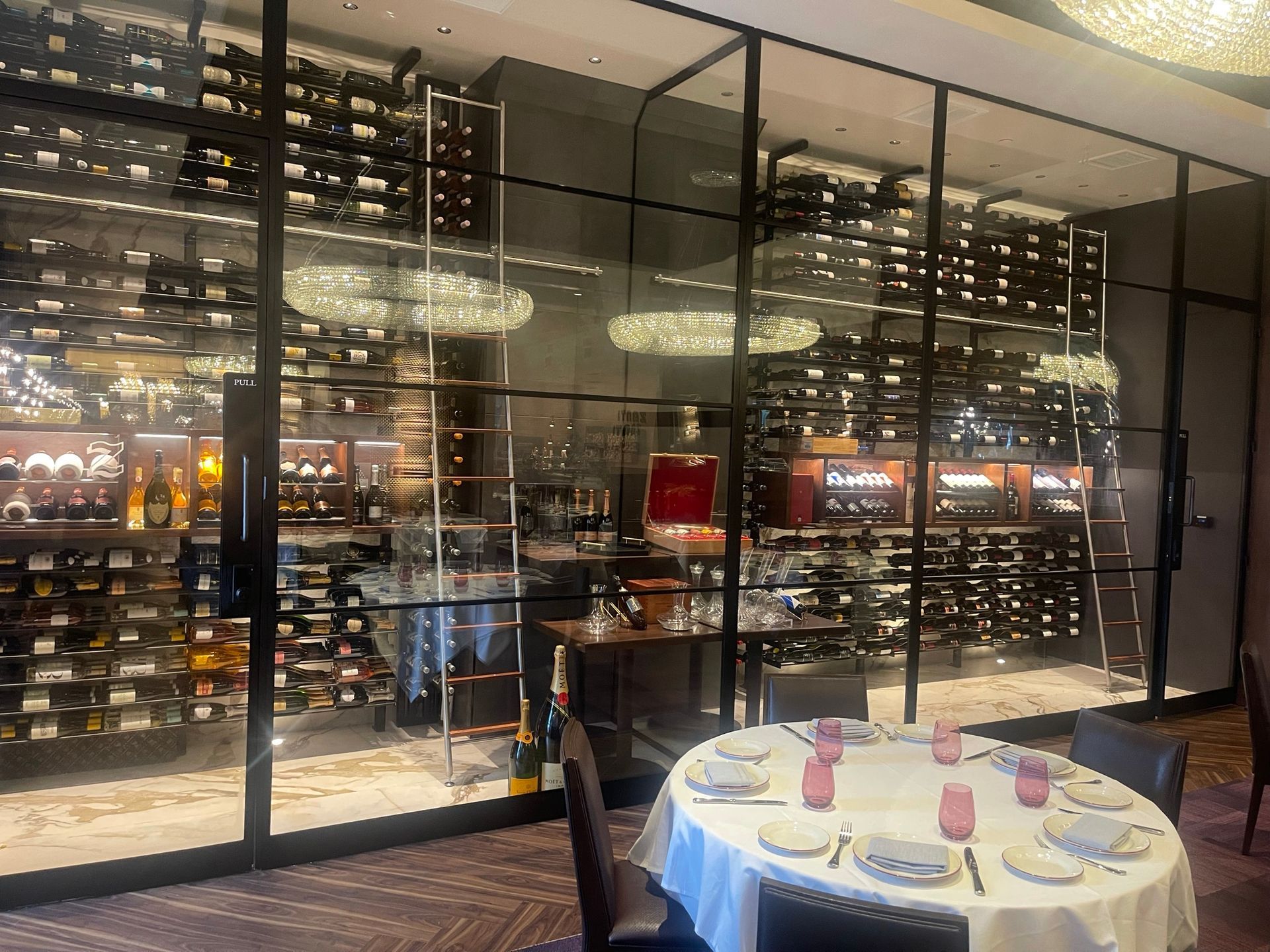 Glass enclosed wine room
