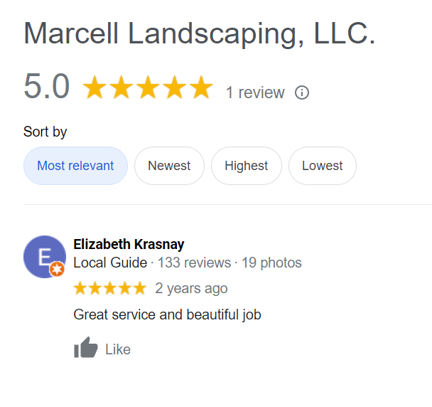 5 star review.  great service and beautiful job