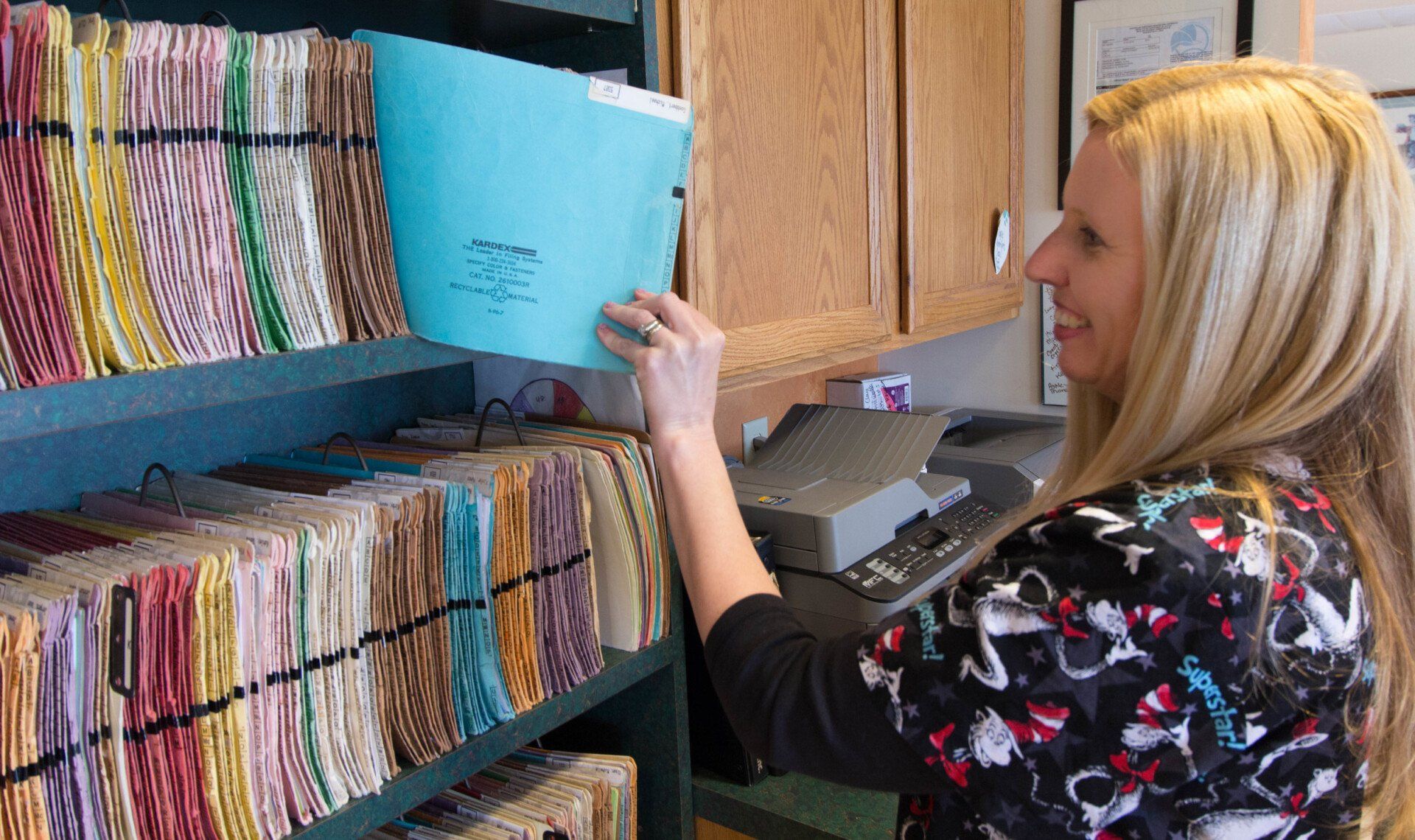 woman holding a file