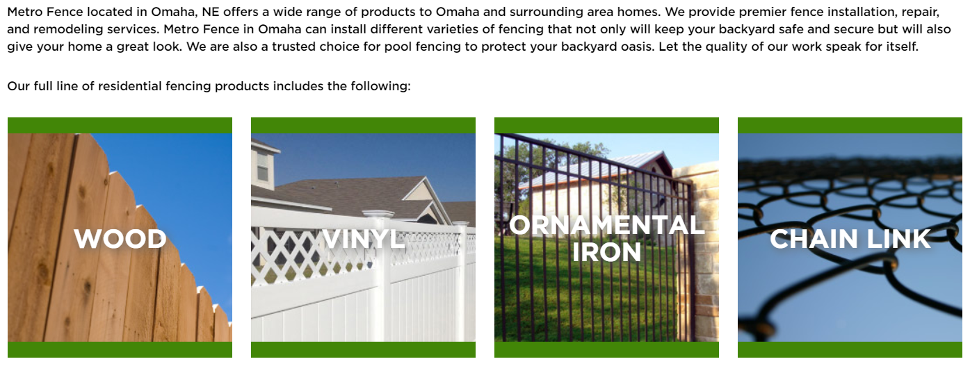 A fence made of wood , vinyl , ornamental iron and chain link