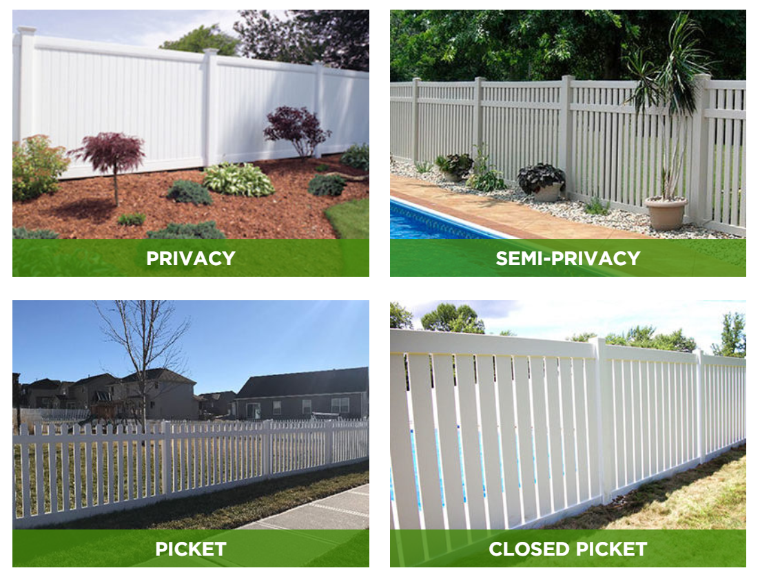 There are four different types of fences in this picture.