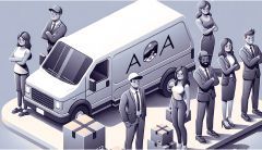 A group of people are standing in front of a van.